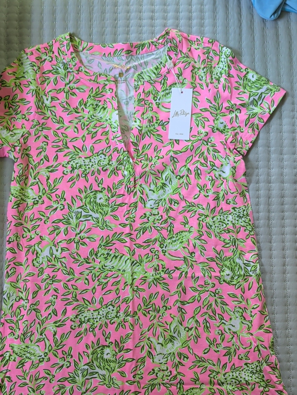 Lilly Pulitzer Pink and Green Print Tunic Dress
